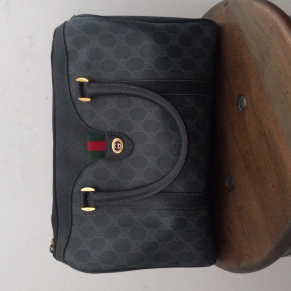 Authentic Vintage Gucci GG Monogram Supreme Sherry Web Ophidia Boston Doctor Bag - Picture 2 of 9